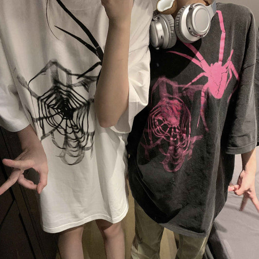 Matching Spider Pink & White Tee Tshirt  - Heartzcore