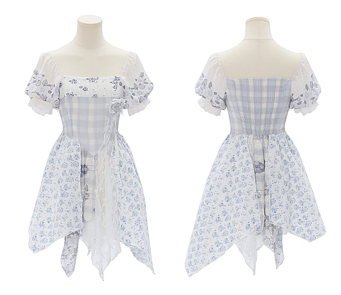 Robe Kawaii à fleurs printanières bleues ON628 