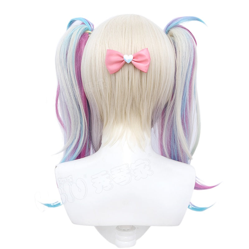 Perruque de cosplay d'ange kawaii à queue de cochon arc-en-ciel pastel Needy Streamer Overload