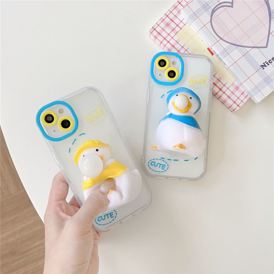 Coque de téléphone à motif de caneton décompressé mignon