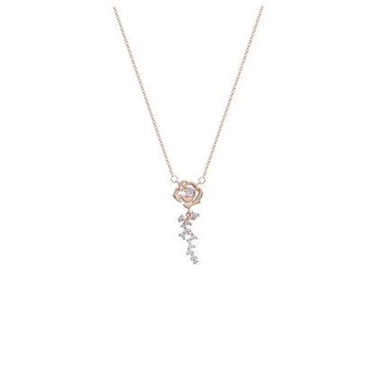 Diamond Rose Necklace LIN90 - mkkawaiishop