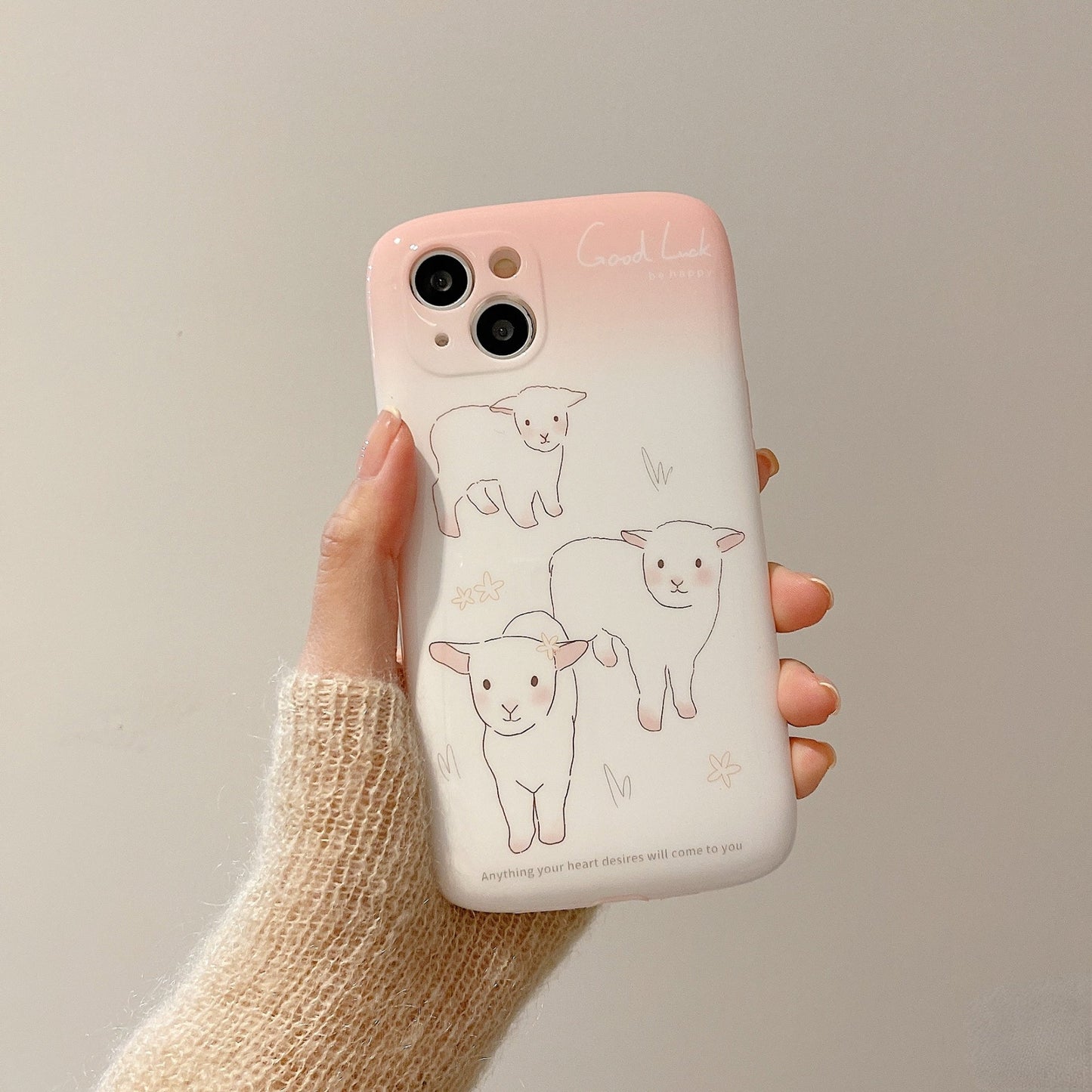 Coque iPhone souple motif mouton rose Kawaii - Heartzcore