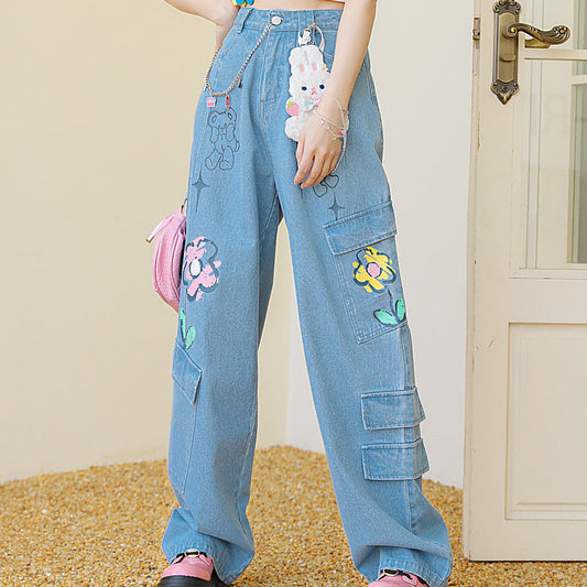 Pantalon baggy en denim bleu style Y2K ON625 