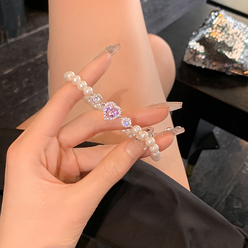 Pink Diamond Pearl Love Bracelet - Heartzcore