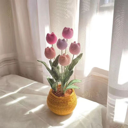 DIY knitted tulip pot decoration MK18502