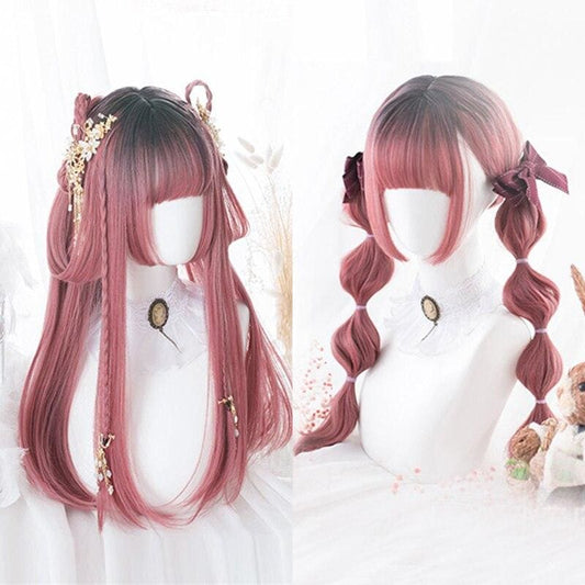 Black Mixed Pink Ombre Lady Cosplay Wig MK15653 - mkkawaiishop