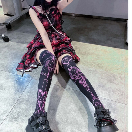 Black Pink Devil Summon Stockings ON829 - F