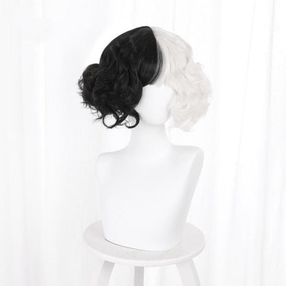 Black White Cruella de Vil Style Fashion eGirl Wig MK16262 - mkkawaiishop