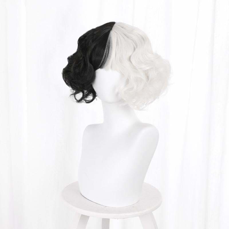 Black White Cruella de Vil Style Fashion eGirl Wig MK16262 - mkkawaiishop