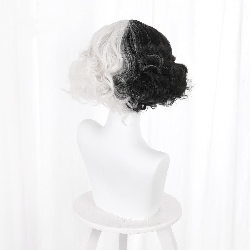 Black White Cruella de Vil Style Fashion eGirl Wig MK16262 - mkkawaiishop