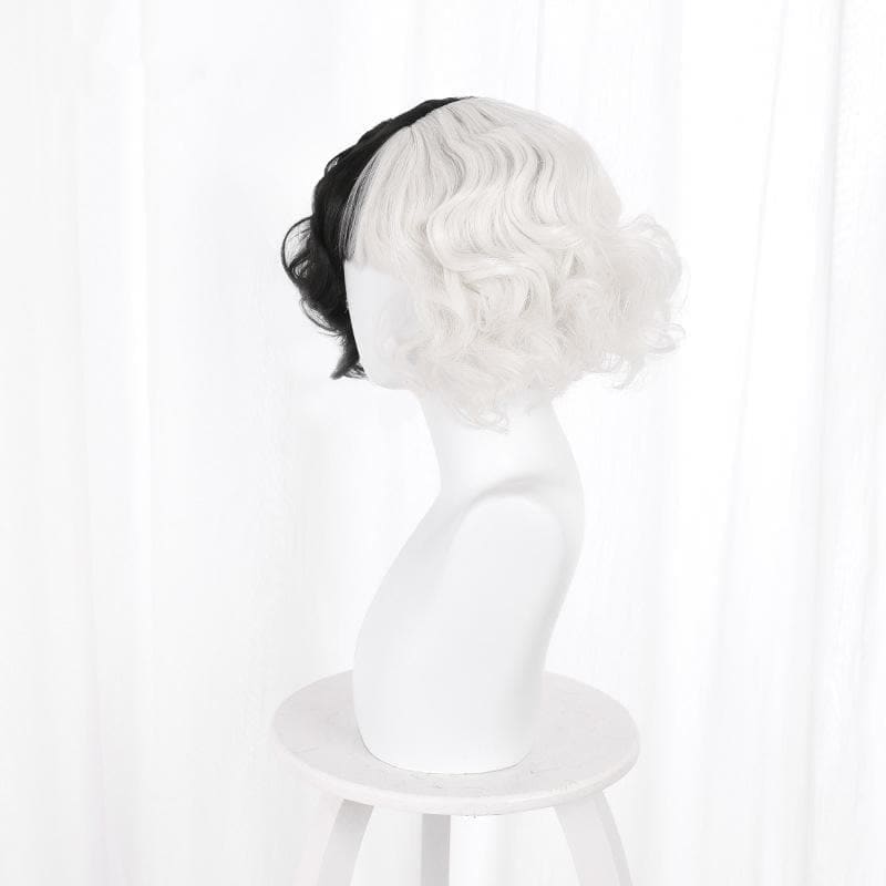 Black White Cruella de Vil Style Fashion eGirl Wig MK16262 - mkkawaiishop