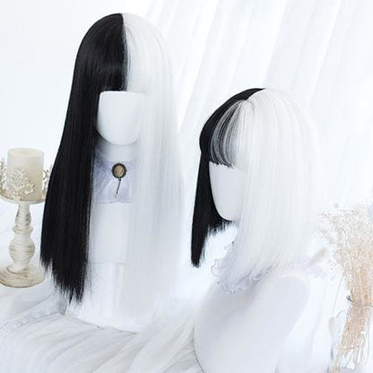 Black White Split Wig MK14966 - mkkawaiishop