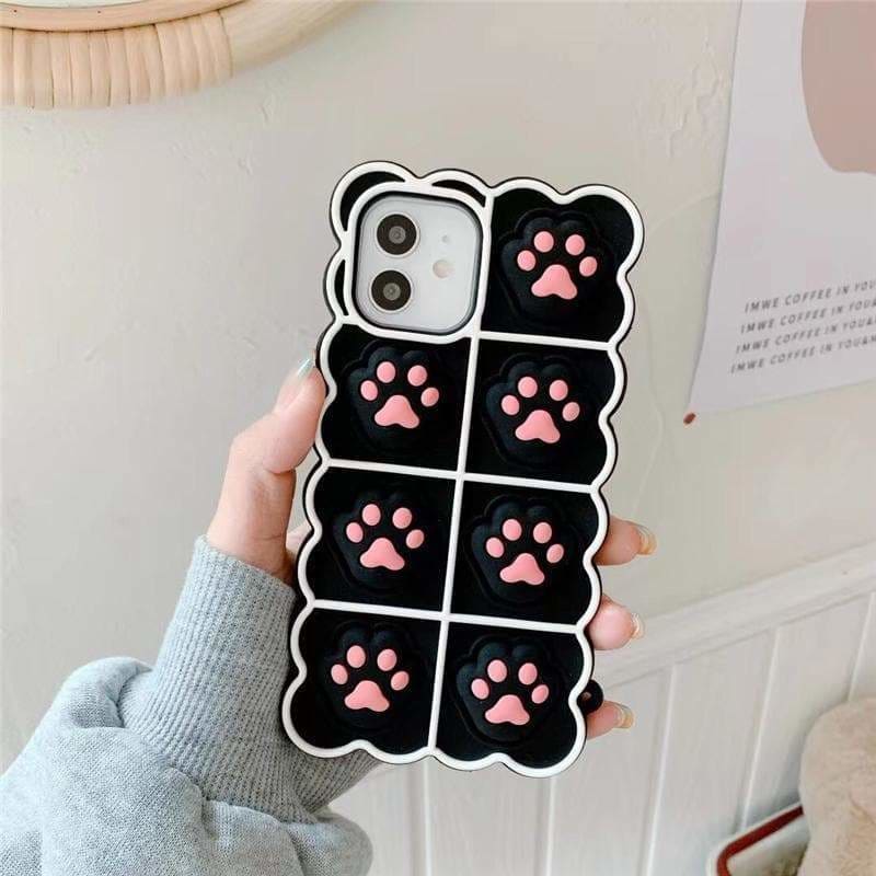 Black/White/Pink Soft Squishy Cat Paws Cute Phone Case 