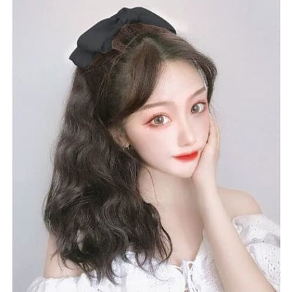 Black/Wine Bowknot Long Ponytail Wig MK15121 - mkkawaiishop
