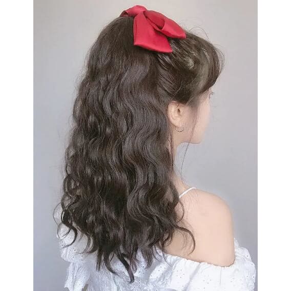 Black/Wine Bowknot Long Ponytail Wig MK15121 - mkkawaiishop