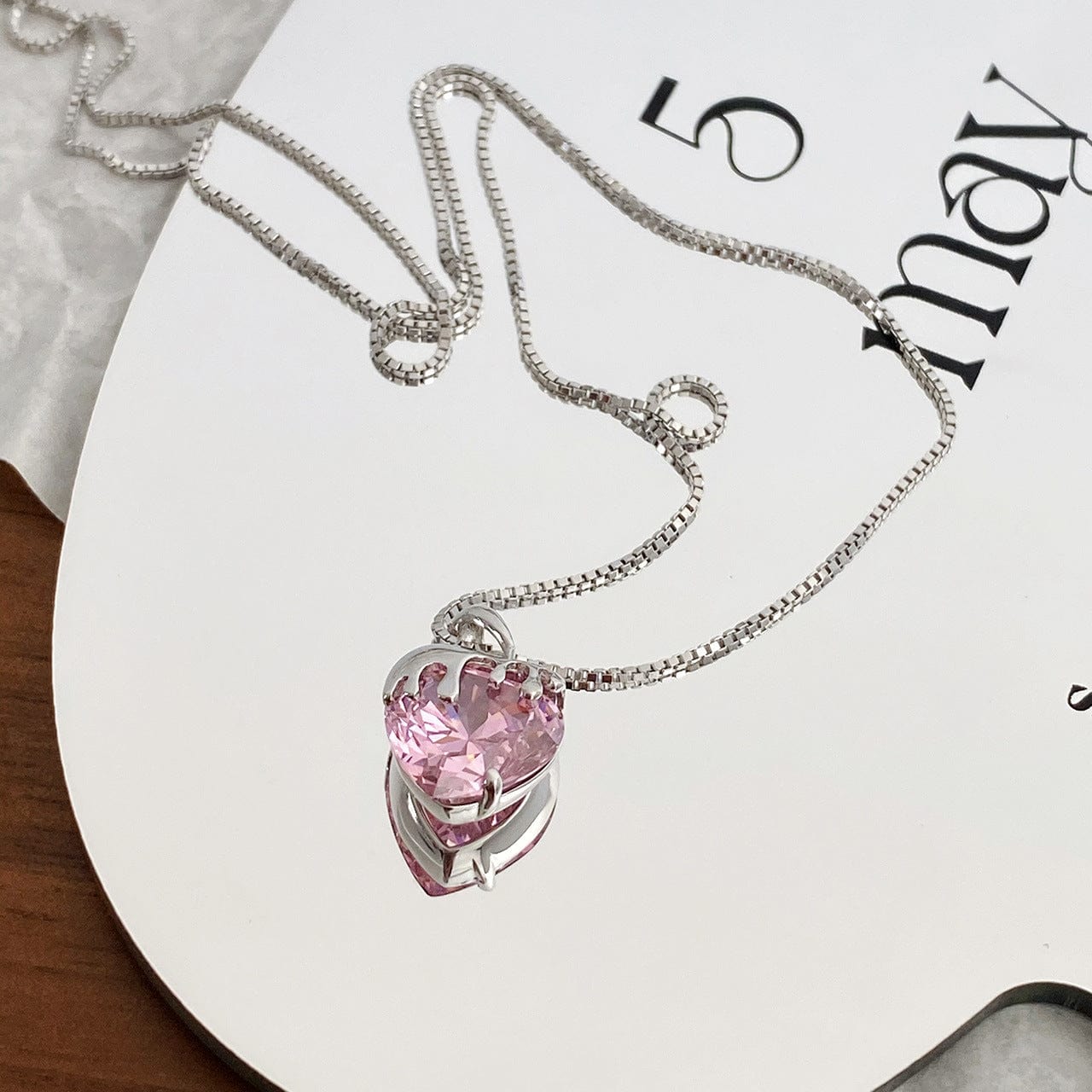 Pink Crystal Heart Necklace MK18665