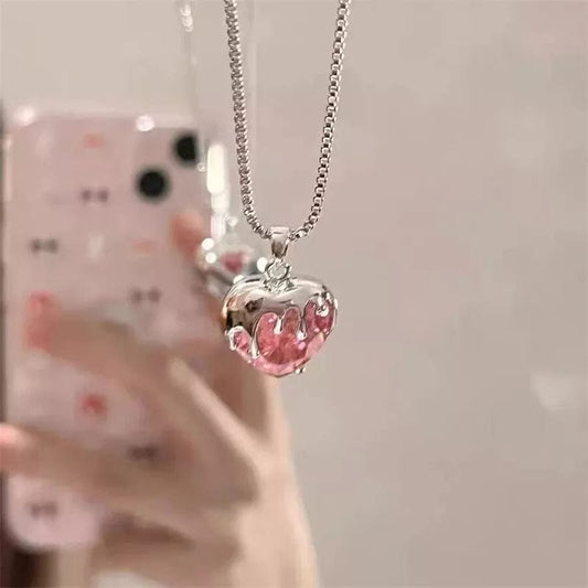 Collier coeur en cristal rose MK18665 