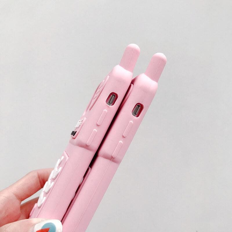 Cute Aesthetic Retro Pink Silicone Phone Case iPhone MK15937 - KawaiiMoriStore