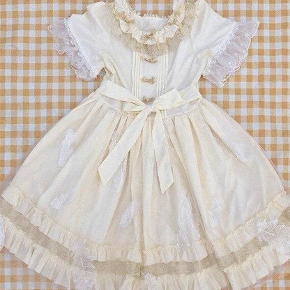 Cute Lolita Ruffled Collar Bow Tulle Layered Princess Dress SP15421 - mkkawaiishop