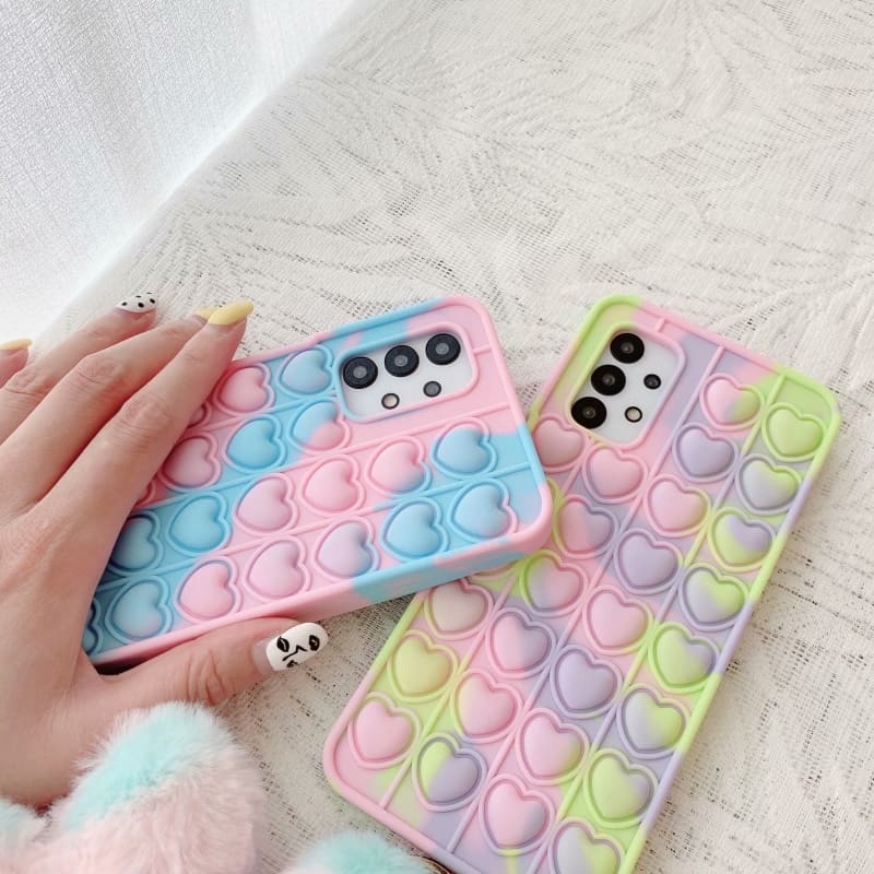 Cute Pastel Love Hearts Phone Case for iphone7/7plus/8/8P/X/XS/XR/XS Max/11/11 pro/11 pro max/12/12pro/12mini/12pro max MK16084 - KawaiiMoriStore