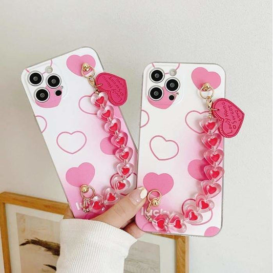 Cute Pink Love Hearts Phone Case Cute iPhone MK16165 - phone