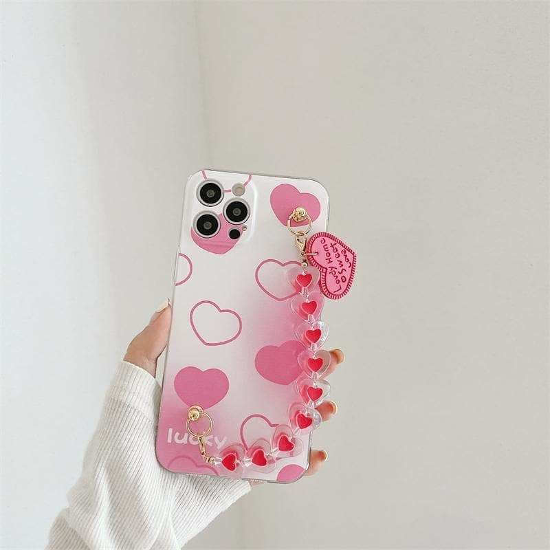 Cute Pink Love Hearts Phone Case Cute iPhone MK16165 - phone