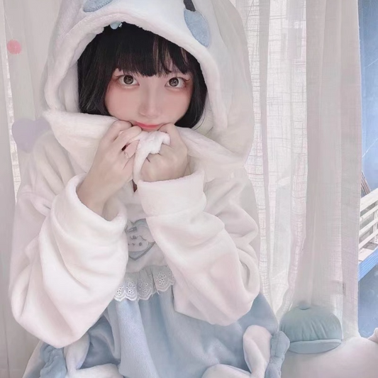 Pyjama Kawaii lapin blanc bleu pour la maison MK19206