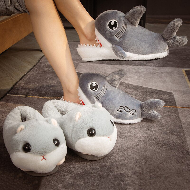 Kawaii Hamster Plush Pig Shark Slippers Stuffed Animal Slippers LIN76 - mkkawaiishop