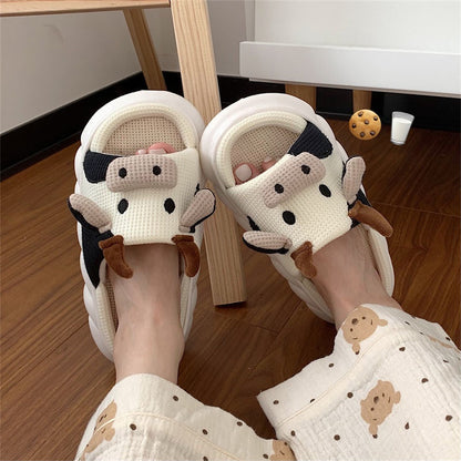 Cow Slippers For Home LIN77 - mkkawaiishop