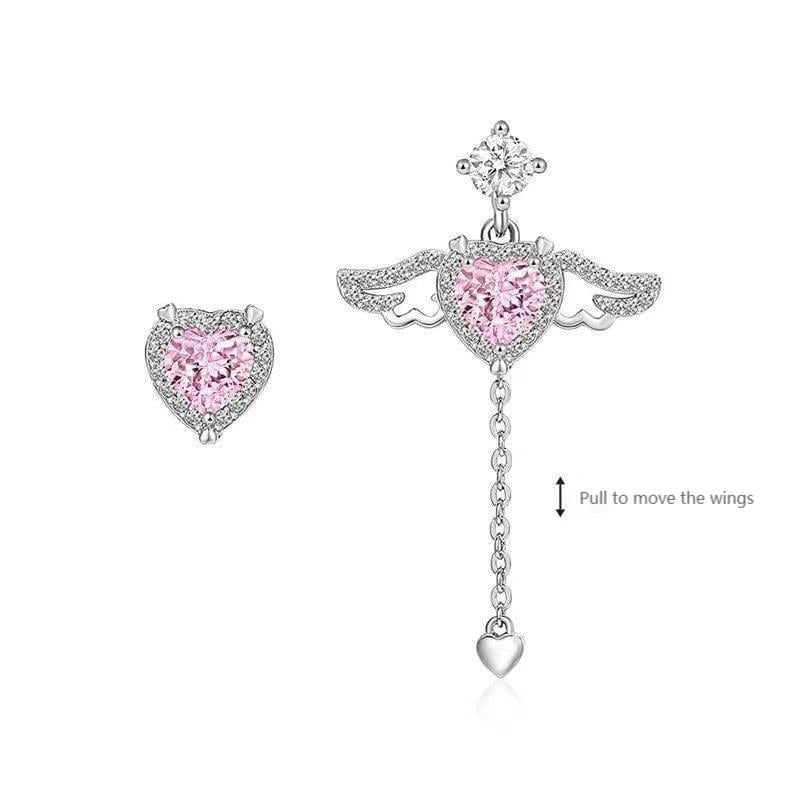 Boucles d'oreilles ailes de coeur roses MK18607 