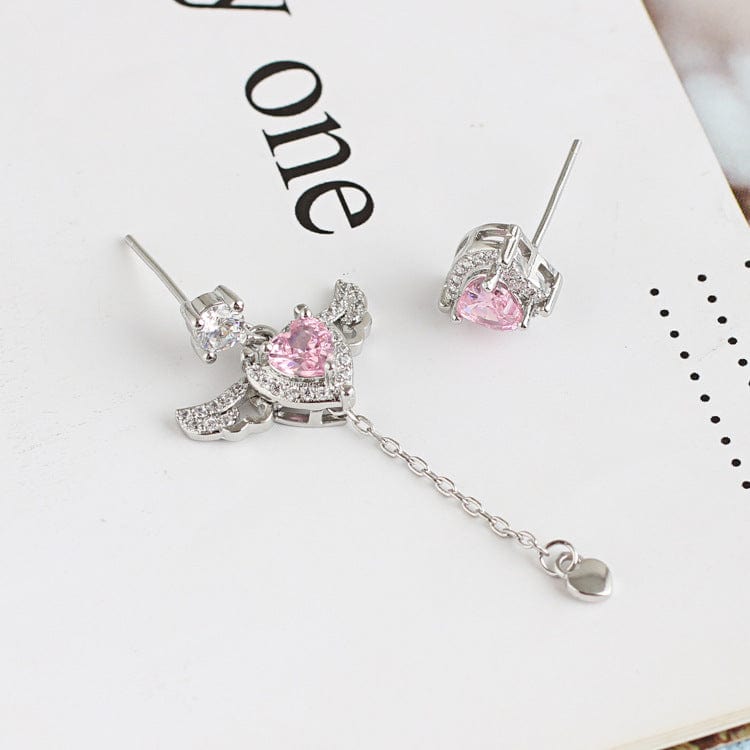 Boucles d'oreilles ailes de coeur roses MK18607 