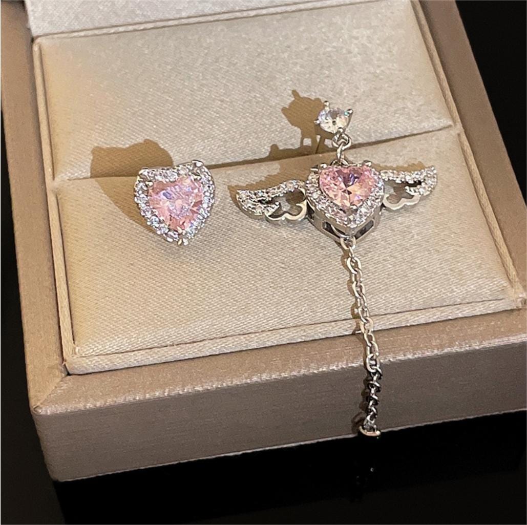 Boucles d'oreilles ailes de coeur roses MK18607 