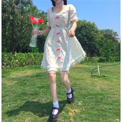 Daisy Kawaii Princess Short Sleeve Summer Dolly Dress - mkkawaiishop