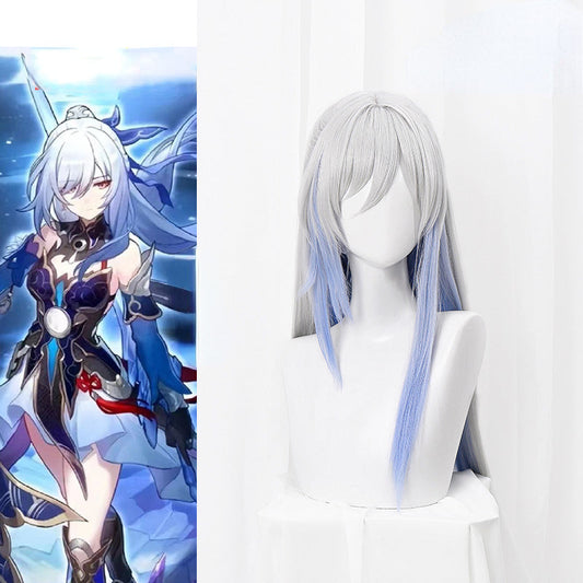 Honkai Star Rail Silver Mix Blue Jingliu Cosplay Wig ON1024