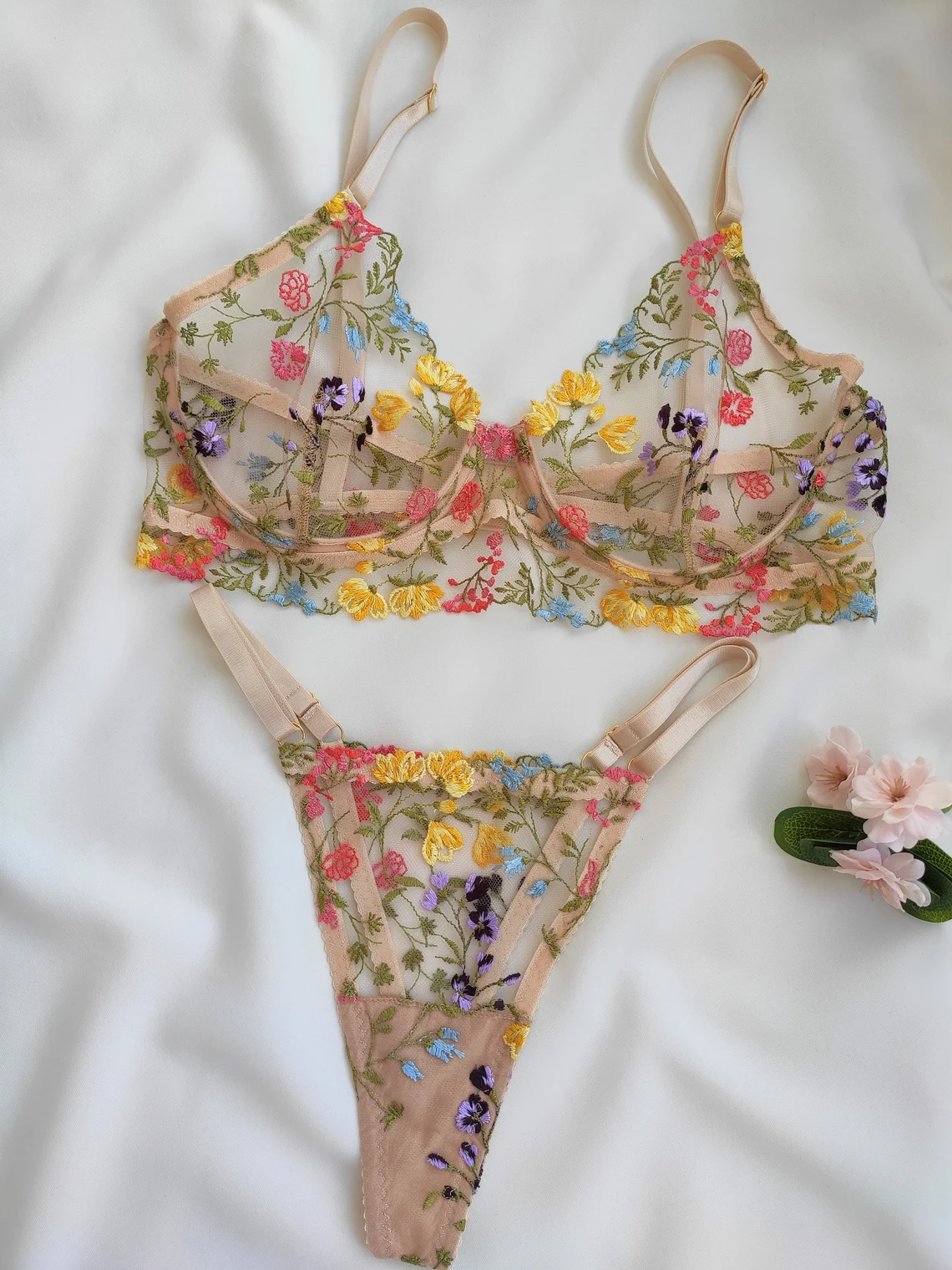 Sunny Floral Lingerie Set W338 - mkkawaiishop