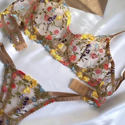 Sunny Floral Lingerie Set W338 - mkkawaiishop
