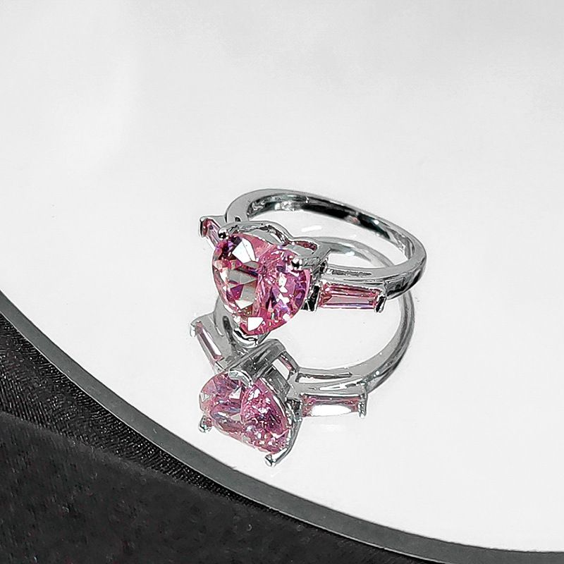 Sterling Silver Pink Paris Heart Ring LIN39 - mkkawaiishop