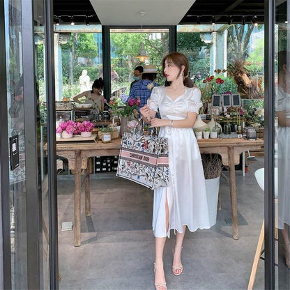 Elegant Chiffon Ruffle Puff Sleeve Fairy Dress MK15665 - mkkawaiishop