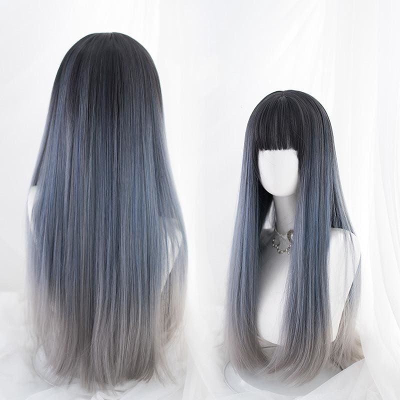 Elegant Lolita Dark Blue Gradient Long Straight Hair MK15772 - mkkawaiishop