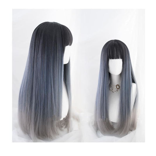 Elegant Lolita Dark Blue Gradient Long Straight Hair MK15772 - mkkawaiishop