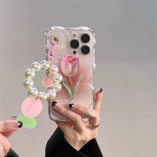 Coque de téléphone à motif de tulipe 3D