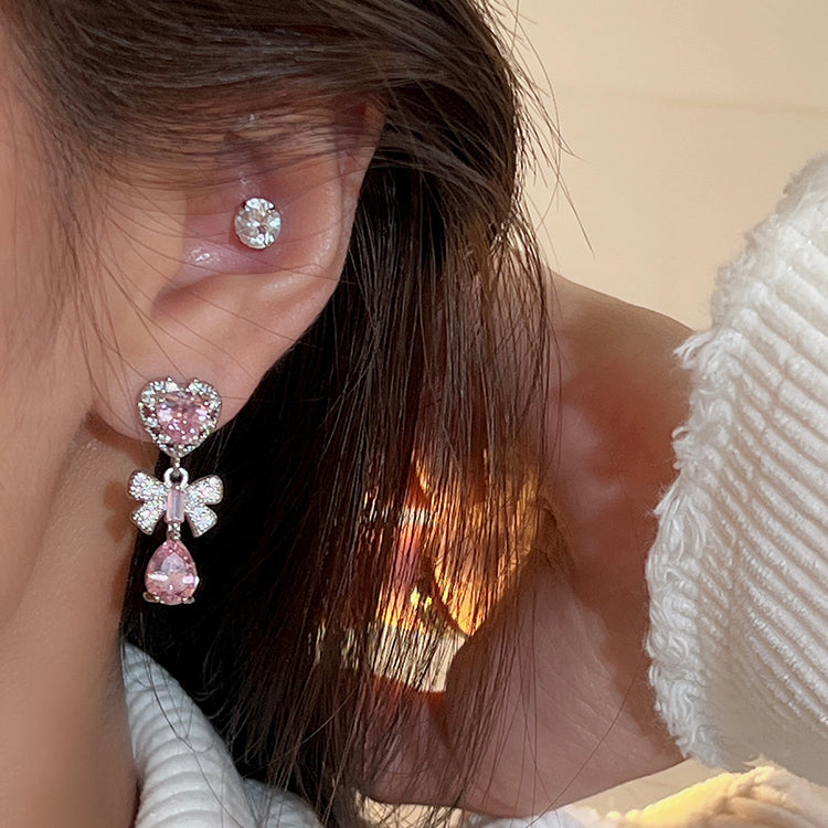 Pink Heart Diamond Earrings - Heartzcore