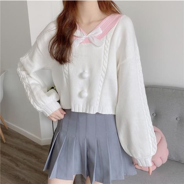 Fairy-Kei Candy Pastel Kawaii Aesthetic PomPom Sweater - mkkawaiishop