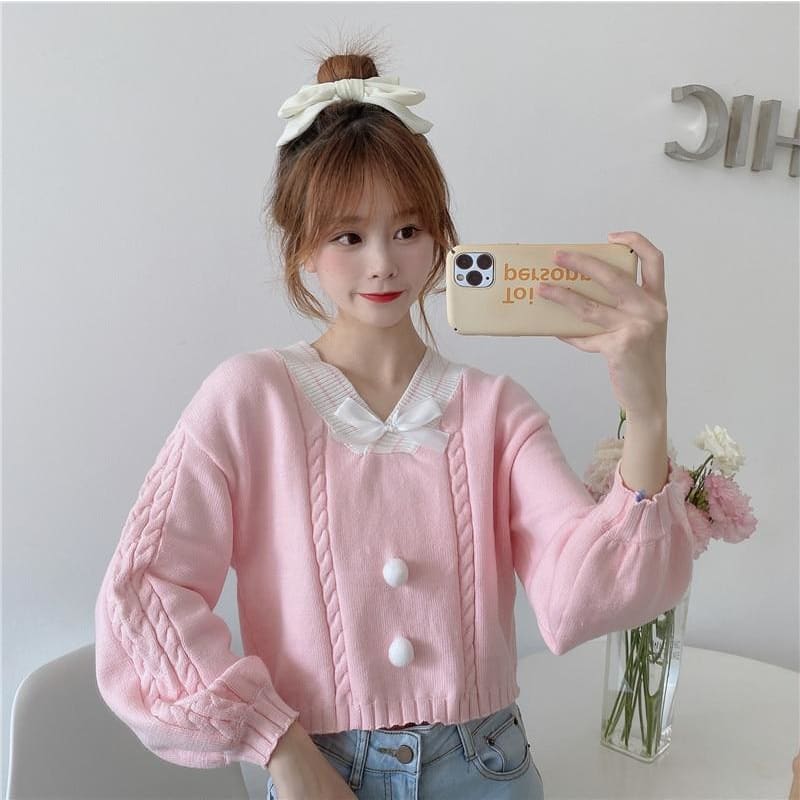 Fairy-Kei Candy Pastel Kawaii Aesthetic PomPom Sweater - mkkawaiishop