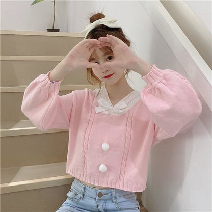 Fairy-Kei Candy Pastel Kawaii Aesthetic PomPom Sweater - mkkawaiishop