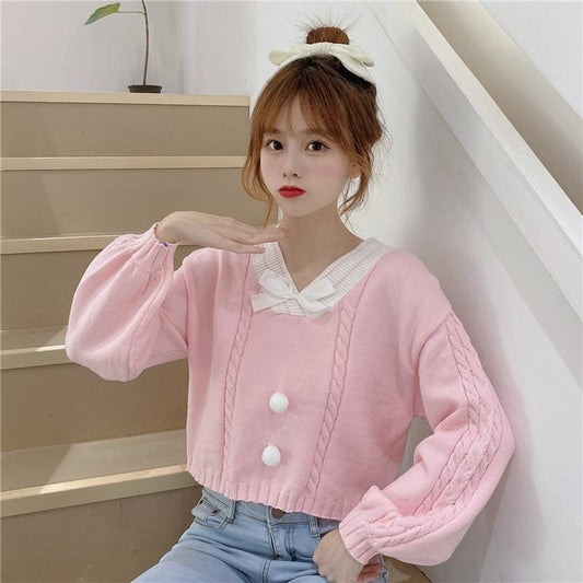 Fairy-Kei Candy Pastel Kawaii Aesthetic PomPom Sweater - mkkawaiishop