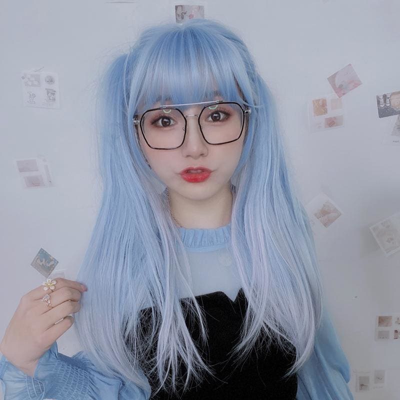 Fashion Blue Gray Long Wig MM1135 - mkkawaiishop