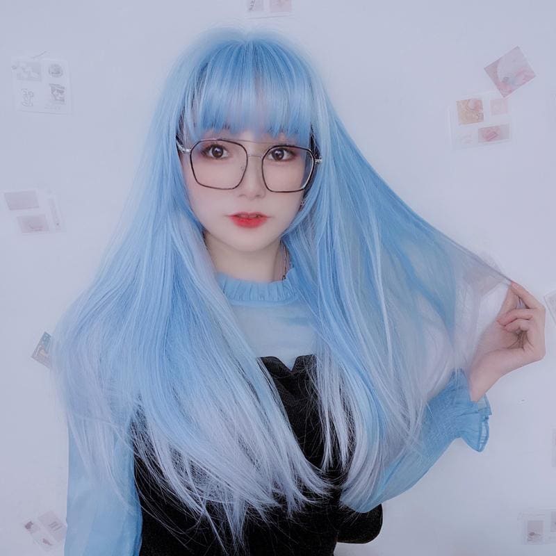 Fashion Blue Gray Long Wig MM1135 - mkkawaiishop