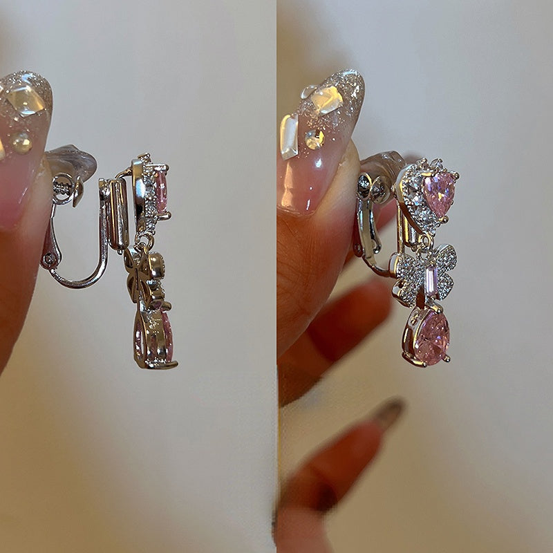 Pink Heart Diamond Earrings - Heartzcore