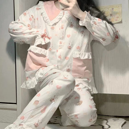 Pyjama mignon lapin rose et blanc - Kimi